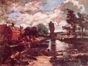 地味なシーン Painting - 水門から見たフラットフォード・ミル ロマンチックな風景 ジョン・コンスタブル